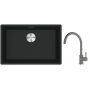 Franke Maris MRG 110-62 zlewozmywak 62x40 cm Fragranite czarny mat z baterią kuchenną Lina kamienny szary (1250687256, 1150626022) zdj.1