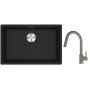 Franke Maris MRG 110-62 zlewozmywak 62x40 cm Fragranite czarny mat z baterią kuchenną Lina kamienny szary (1250687256, 1150626057) zdj.1