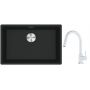 Franke Maris MRG 110-62 zlewozmywak 62x40 cm Fragranite czarny mat z baterią kuchenną Lina biały polarny (1250687256, 1150626081) zdj.1