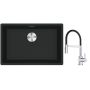 Franke Maris MRG 110-62 zlewozmywak 62x40 cm Fragranite czarny mat z baterią kuchenną Lina chrom/czarny (1250687256, 1150626085) zdj.1