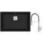 Franke Maris MRG 110-62 zlewozmywak 62x40 cm Fragranite czarny mat z baterią kuchenną Lina chrom/szary (1250687256, 1150626087) zdj.1