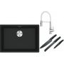 Franke Maris MRG 110-62 zlewozmywak 62x40 cm Fragranite czarny mat z baterią kuchenną Lina chrom/biały (1250687256, 1150626088) zdj.1