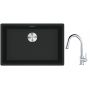 Franke Maris MRG 110-62 zlewozmywak 62x40 cm Fragranite czarny mat z baterią kuchenną Lina chrom (1250687256, 1150693229) zdj.1