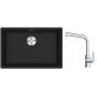 Franke Maris MRG 110-62 zlewozmywak 62x40 cm Fragranite czarny mat z baterią kuchenną Lina chrom (1250687256, 1150693230) zdj.1