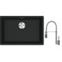 Franke Maris MRG 110-62 zlewozmywak 62x40 cm Fragranite czarny mat z baterią kuchenną Sentinel chrom (1250687256, 1150029591) zdj.1
