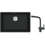 Franke Maris MRG 110-52 zlewozmywak 52x40 cm Fragranite czarny mat z baterią kuchenną Atlas czarna stal szlachetna (1250687252, 1150550427) zdj.1