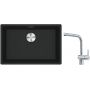 Franke Maris MRG 110-52 zlewozmywak 52x40 cm Fragranite czarny mat z baterią kuchenną Atlas stal szlachetna (1250687252, 1150521439) zdj.1