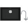 Franke Maris MRG 110-52 zlewozmywak 52x40 cm Fragranite czarny mat z baterią kuchenną Eos stal szlachetna (1250687252, 1200179979) zdj.1