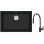 Franke Maris MRG 110-52 zlewozmywak 52x40 cm Fragranite czarny mat z baterią kuchenną Eos czarna stal szlachetna (1250687252, 1150613671) zdj.1