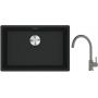 Franke Maris MRG 110-52 zlewozmywak 52x40 cm Fragranite czarny mat z baterią kuchenną Lina kamienny szary (1250687252, 1150626022) zdj.1