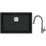 Franke Maris MRG 110-52 zlewozmywak 52x40 cm Fragranite czarny mat z baterią kuchenną Lina kamienny szary (1250687252, 1150626057) zdj.1