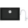 Franke Maris MRG 110-52 zlewozmywak 52x40 cm Fragranite czarny mat z baterią kuchenną Lina biały polarny (1250687252, 1150626081) zdj.1