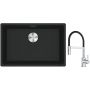 Franke Maris MRG 110-52 zlewozmywak 52x40 cm Fragranite czarny mat z baterią kuchenną Lina chrom/czarny (1250687252, 1150626085) zdj.1