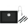 Franke Maris MRG 110-52 zlewozmywak 52x40 cm Fragranite czarny mat z baterią kuchenną Lina chrom/biały (1250687252, 1150626088) zdj.1