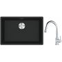Franke Maris MRG 110-52 zlewozmywak 52x40 cm Fragranite czarny mat z baterią kuchenną Lina chrom (1250687252, 1150693229) zdj.1