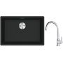 Franke Maris MRG 110-52 zlewozmywak 52x40 cm Fragranite czarny mat z baterią kuchenną Lina chrom (1250687252, 1150693228) zdj.1