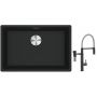 Franke Maris MRG 110-52 zlewozmywak 52x40 cm Fragranite czarny mat z baterią kuchenną Vital Semi-Pro czarny mat/stal (1250687252, 1200621313) zdj.1