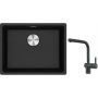 Franke Maris MRG 110-52 zlewozmywak 52x40 cm Fragranite onyx z baterią kuchenną Atlas czarna stal szlachetna (1250687253, 1150550427) zdj.1