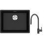 Franke Maris MRG 110-52 zlewozmywak 52x40 cm Fragranite onyx z baterią kuchenną Eos czarna stal szlachetna (1250687253, 1150613671) zdj.1