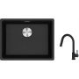 Franke Maris MRG 110-52 zlewozmywak 52x40 cm Fragranite onyx z baterią kuchenną Lina czarny mat (1250687253, 1150626053) zdj.1