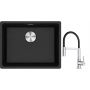 Franke Maris MRG 110-52 zlewozmywak 52x40 cm Fragranite onyx z baterią kuchenną Lina chrom/czarny (1250687253, 1150626085) zdj.1