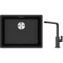 Franke Maris MRG 110-52 zlewozmywak 52x40 cm Fragranite onyx z baterią kuchenną Mythos czarna stal szlachetna (1250687253, 1150550441) zdj.1