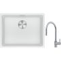 Franke Maris MRG 110-52 zlewozmywak 52x40 cm Fragranite biały polarny z baterią kuchenną Eos stal szlachetna (1250687255, 1150590045) zdj.1