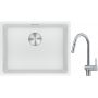 Franke Maris MRG 110-52 zlewozmywak 52x40 cm Fragranite biały polarny z baterią kuchenną Leda Neo stal szlachetna (1250687255, 1150590047) zdj.1