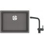 Franke Maris MRG 110-52 zlewozmywak 55x43 cm Fragranite kamienny szary z baterią kuchenną Atlas czarna stal szlachetna (1250687254, 1150550427) zdj.1
