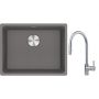 Franke Maris MRG 110-52 zlewozmywak 55x43 cm Fragranite kamienny szary z baterią kuchenną Eos stal szlachetna (1250687254, 1150590045) zdj.1