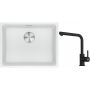 Franke Maris MRG 110-52 zlewozmywak 52x40 cm Fragranite biały polarny z baterią kuchenną Lina czarny mat (1250687255, 1150712435) zdj.1