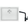 Franke Maris MRG 110-52 zlewozmywak 52x40 cm Fragranite biały polarny z baterią kuchenną Urban czarny mat (1250687255, 1150627523) zdj.1