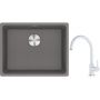 Franke Maris MRG 110-52 zlewozmywak 55x43 cm Fragranite kamienny szary z baterią kuchenną Lina biały polarny (1250687254, 1150626024) zdj.1