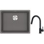 Franke Maris MRG 110-52 zlewozmywak 55x43 cm Fragranite kamienny szary z baterią kuchenną Lina czarny mat (1250687254, 1150626053) zdj.1