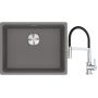Franke Maris MRG 110-52 zlewozmywak 55x43 cm Fragranite kamienny szary z baterią kuchenną Lina chrom/czarny (1250687254, 1150626085) zdj.1