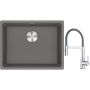 Franke Maris MRG 110-52 zlewozmywak 55x43 cm Fragranite kamienny szary z baterią kuchenną Lina chrom/szary (1250687254, 1150626087) zdj.1
