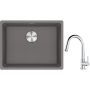 Franke Maris MRG 110-52 zlewozmywak 55x43 cm Fragranite kamienny szary z baterią kuchenną Lina chrom (1250687254, 1150693229) zdj.1
