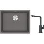 Franke Maris MRG 110-52 zlewozmywak 55x43 cm Fragranite kamienny szary z baterią kuchenną Mythos czarna stal szlachetna (1250687254, 1150550441) zdj.1