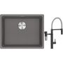 Franke Maris MRG 110-52 zlewozmywak 55x43 cm Fragranite kamienny szary z baterią kuchenną Vital Semi-Pro czarny mat/stal (1250687254, 1200621313) zdj.1