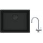 Franke Maris MRG 110-52 zlewozmywak 52x40 cm Fragranite czarny mat z baterią kuchenną Eos stal szlachetna (1250697759, 1200179979) zdj.1