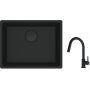 Franke Maris MRG 110-52 zlewozmywak 52x40 cm Fragranite czarny mat z baterią kuchenną Lina czarny mat (1250697759, 1150626053) zdj.1