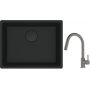 Franke Maris MRG 110-52 zlewozmywak 52x40 cm Fragranite czarny mat z baterią kuchenną Lina kamienny szary (1250697759, 1150626057) zdj.1