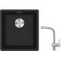 Franke Maris MRG 110-37 zlewozmywak 40x37 cm Fragranite czarny mat z baterią kuchenną Atlas stal szlachetna (1250687248, 1150521439) zdj.1