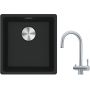 Franke Maris MRG 110-37 zlewozmywak 40x37 cm Fragranite czarny mat z baterią kuchenną Eos stal szlachetna (1250687248, 1200179979) zdj.1