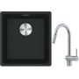 Franke Maris MRG 110-37 zlewozmywak 40x37 cm Fragranite czarny mat z baterią kuchenną Leda Neo stal szlachetna (1250687248, 1150590047) zdj.1