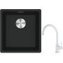 Franke Maris MRG 110-37 zlewozmywak 40x37 cm Fragranite czarny mat z baterią kuchenną Lina biały polarny (1250687248, 1150626024) zdj.1
