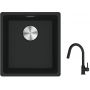 Franke Maris MRG 110-37 zlewozmywak 40x37 cm Fragranite czarny mat z baterią kuchenną Lina czarny mat (1250687248, 1150626053) zdj.1