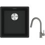 Franke Maris MRG 110-37 zlewozmywak 40x37 cm Fragranite czarny mat z baterią kuchenną Lina kamienny szary (1250687248, 1150626057) zdj.1