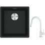 Franke Maris MRG 110-37 zlewozmywak 40x37 cm Fragranite czarny mat z baterią kuchenną Lina biały polarny (1250687248, 1150626081) zdj.1