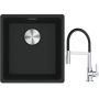 Franke Maris MRG 110-37 zlewozmywak 40x37 cm Fragranite czarny mat z baterią kuchenną Lina chrom/czarny (1250687248, 1150626085) zdj.1